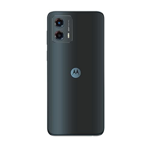 Rear view of a Motorola smartphone with dual cameras.