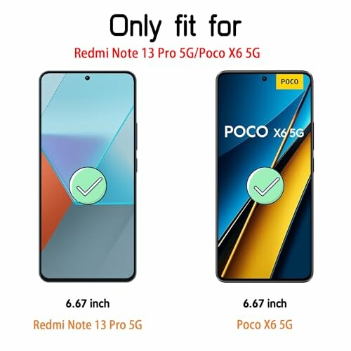 Screen protectors for Redmi Note 13 Pro 5G and Poco X6 5G.